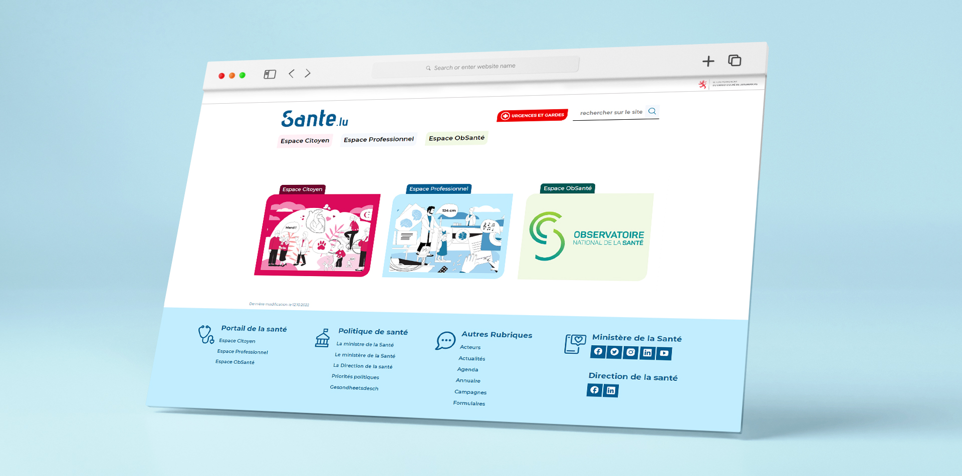 réalisation graphique du site web Santé au Luxembourg